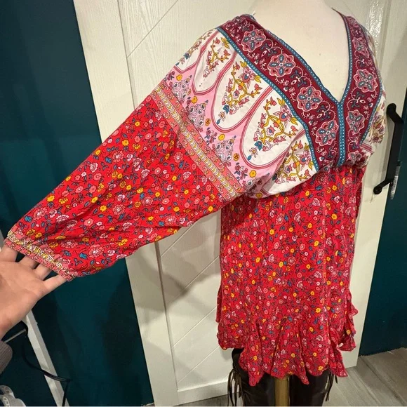 Boho Floral Mini Dress | Festival Prairie Western Medium/Cottagecore - Picture 6 of 9